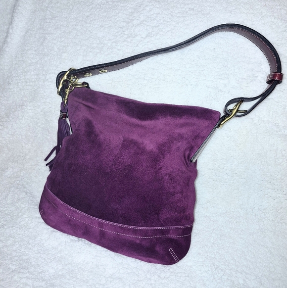COACH: Grape Soft Suede Duffle Purse - Picture 2 of 11